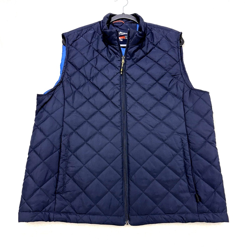 Hawke & Co Vest Mens L‎ Blue Diamond Quilted Zip Front Insulated Outdoor